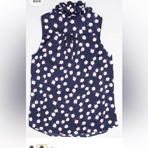 J. Crew Ruffleneck Sleeveless Peony Printed Top